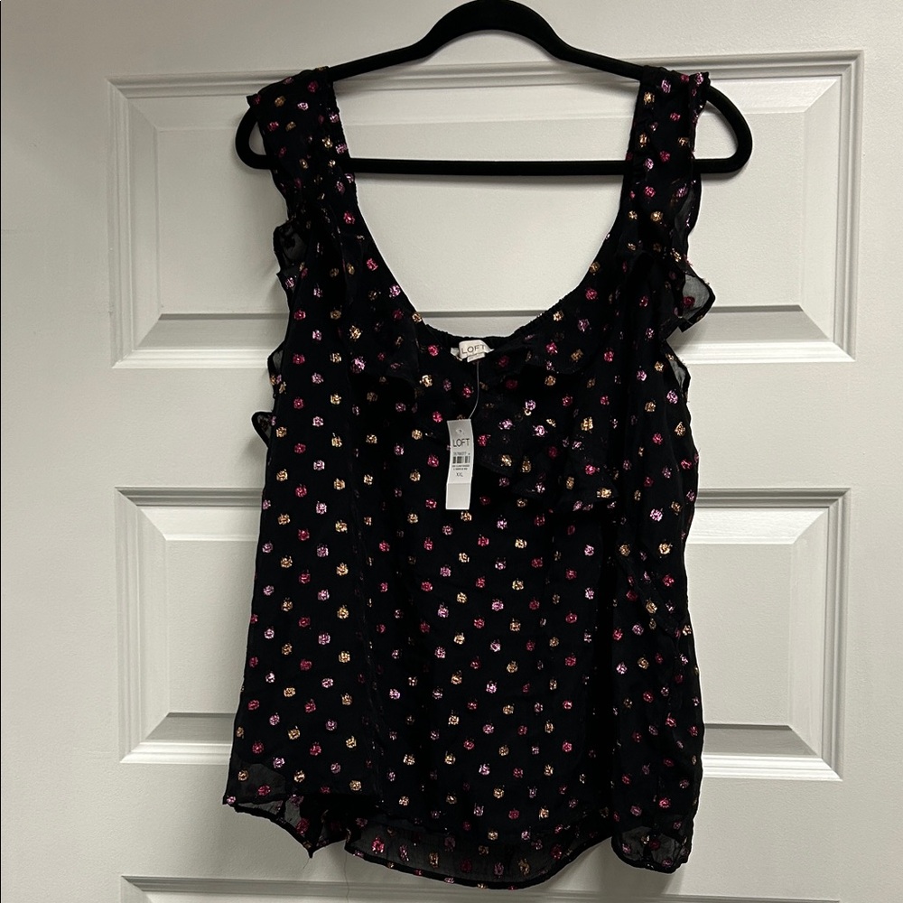 Chic Loft Black Floral Ruffle Blouse